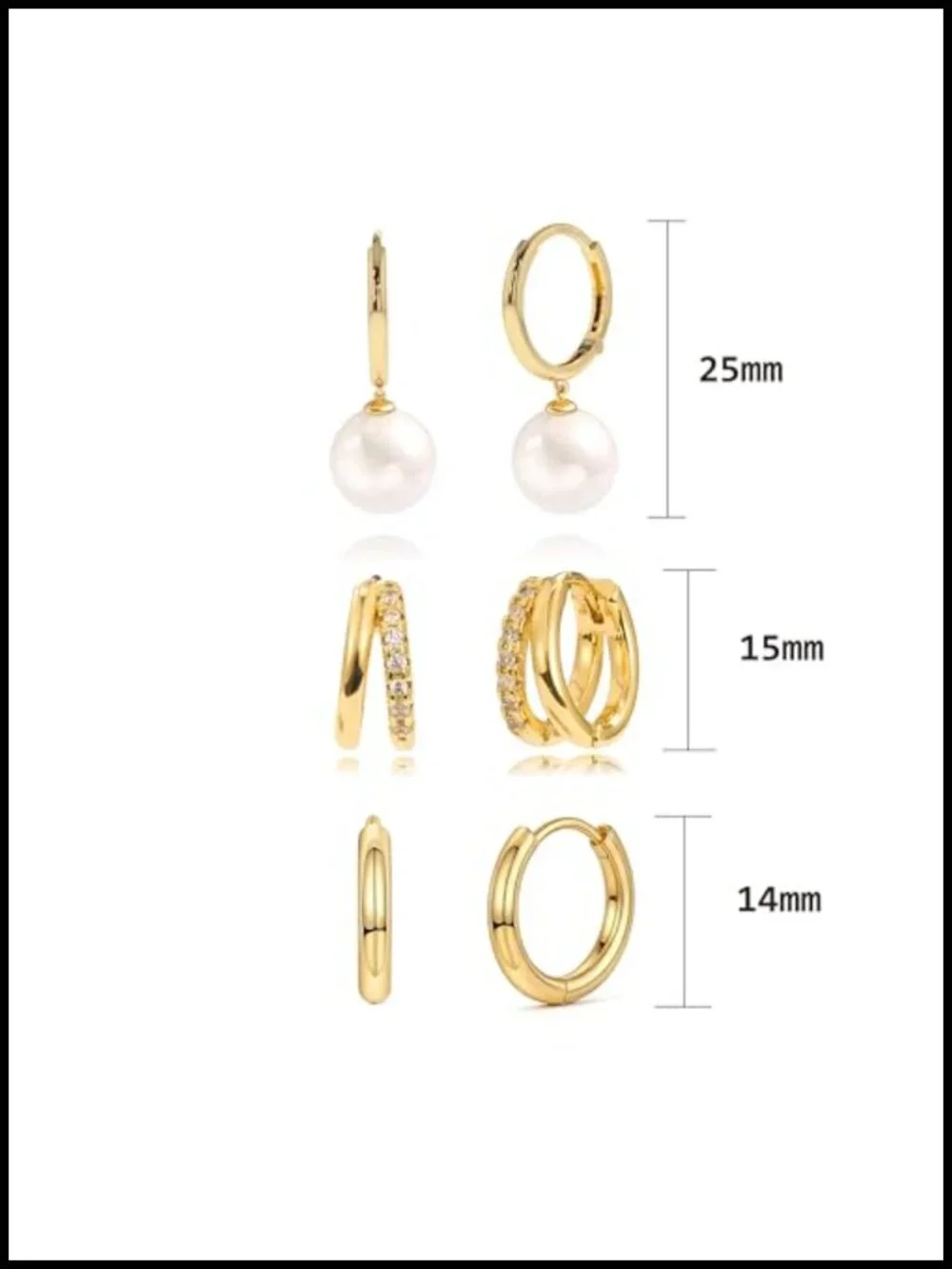 6 Pairs Pearl Stud Earrings for Women Gold Bar Knot Clover CZ Mixed Styles Set